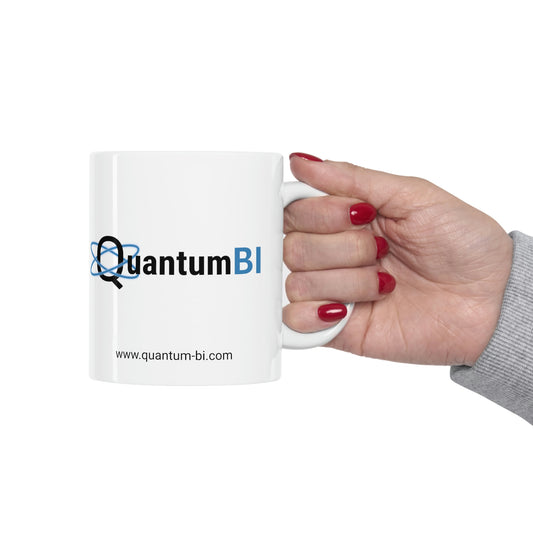 Tasse en céramique blanche QuantumBI 11 oz